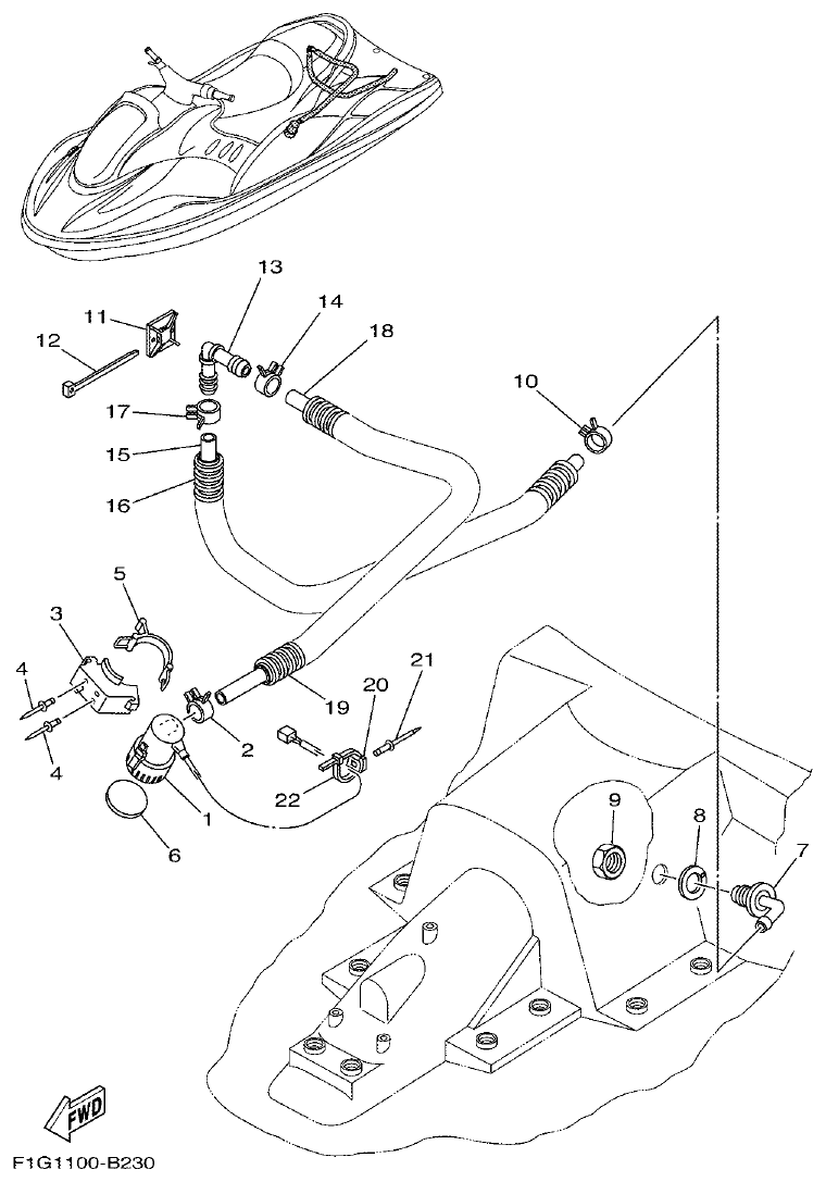 Yamaha F1G1 BILGE PUMP parts diagram